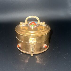 Vintage Brass Trinket Box with stone Design
